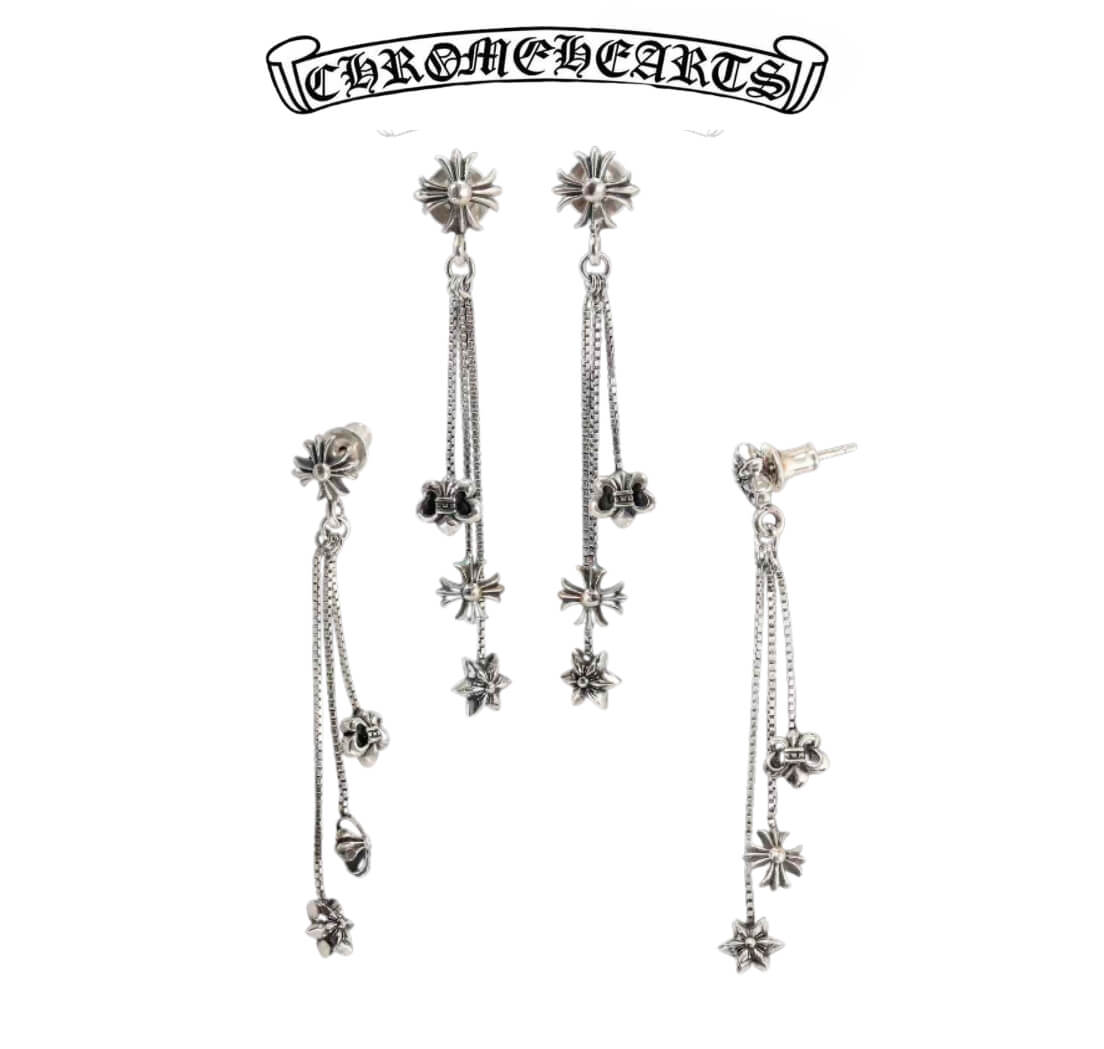 Chrome Hearts Silver Triple Dangle Earring (3.8g)