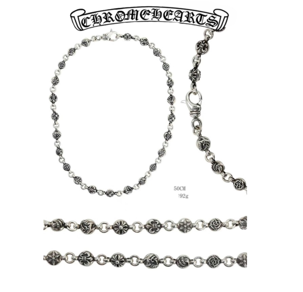 Chrome Hearts Silver Six-Element Necklace(50cm),(92g)
