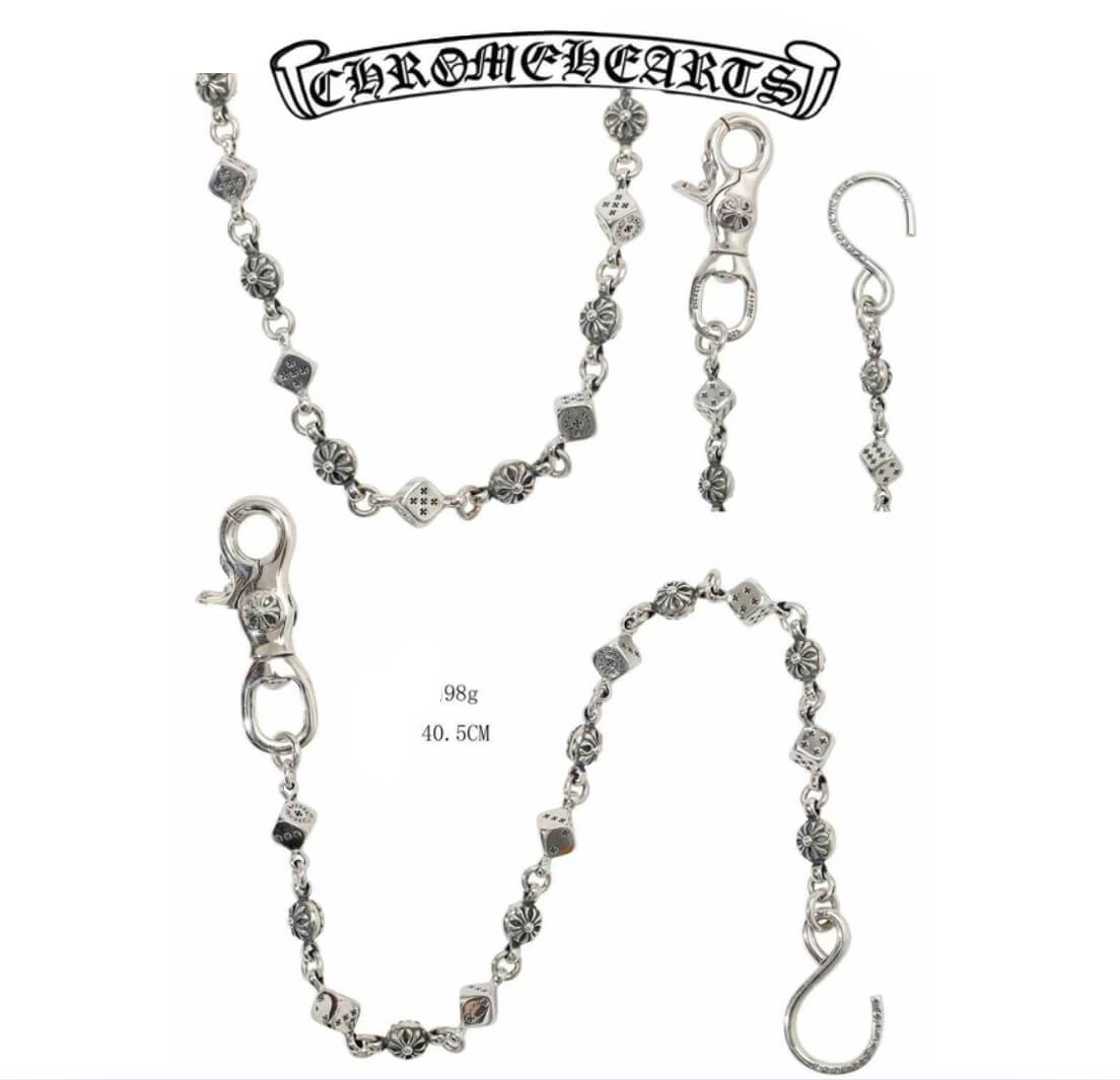 Chrome Hearts Silver Hook + S Clasp Six-Element Round Bead(40cm),(98g)