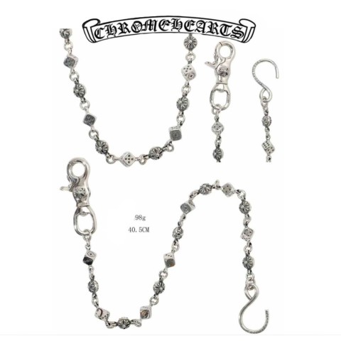 Chrome Hearts Silver Hook + S Clasp Six-Element Round Bead(40cm),(98g)