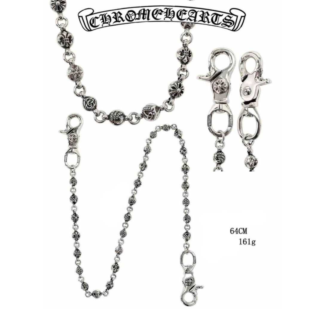 Chrome Hearts Silver Hook + Six-Element Round Bead(64cm),(161g)