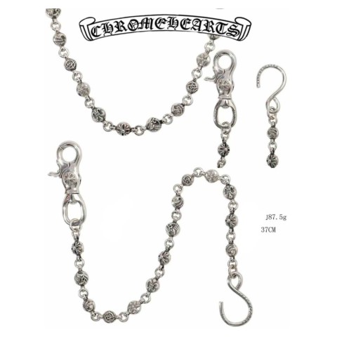 Chrome Hearts Silver Hook + S Clasp Six-Element Round Bead(37cm),(87g)