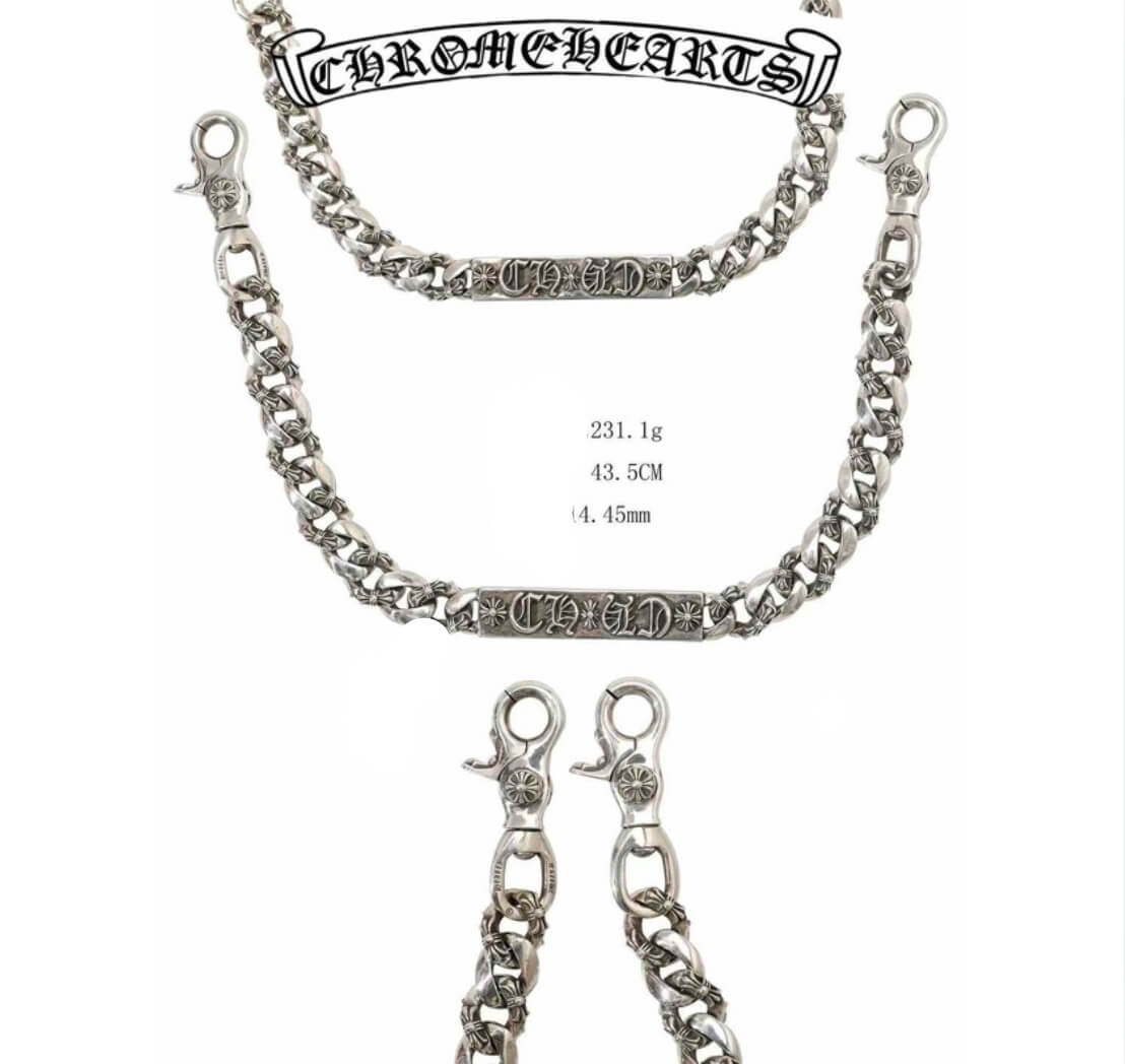 Chrome Hearts Silver Double Hook CH Long Plate(44cm),(231g)