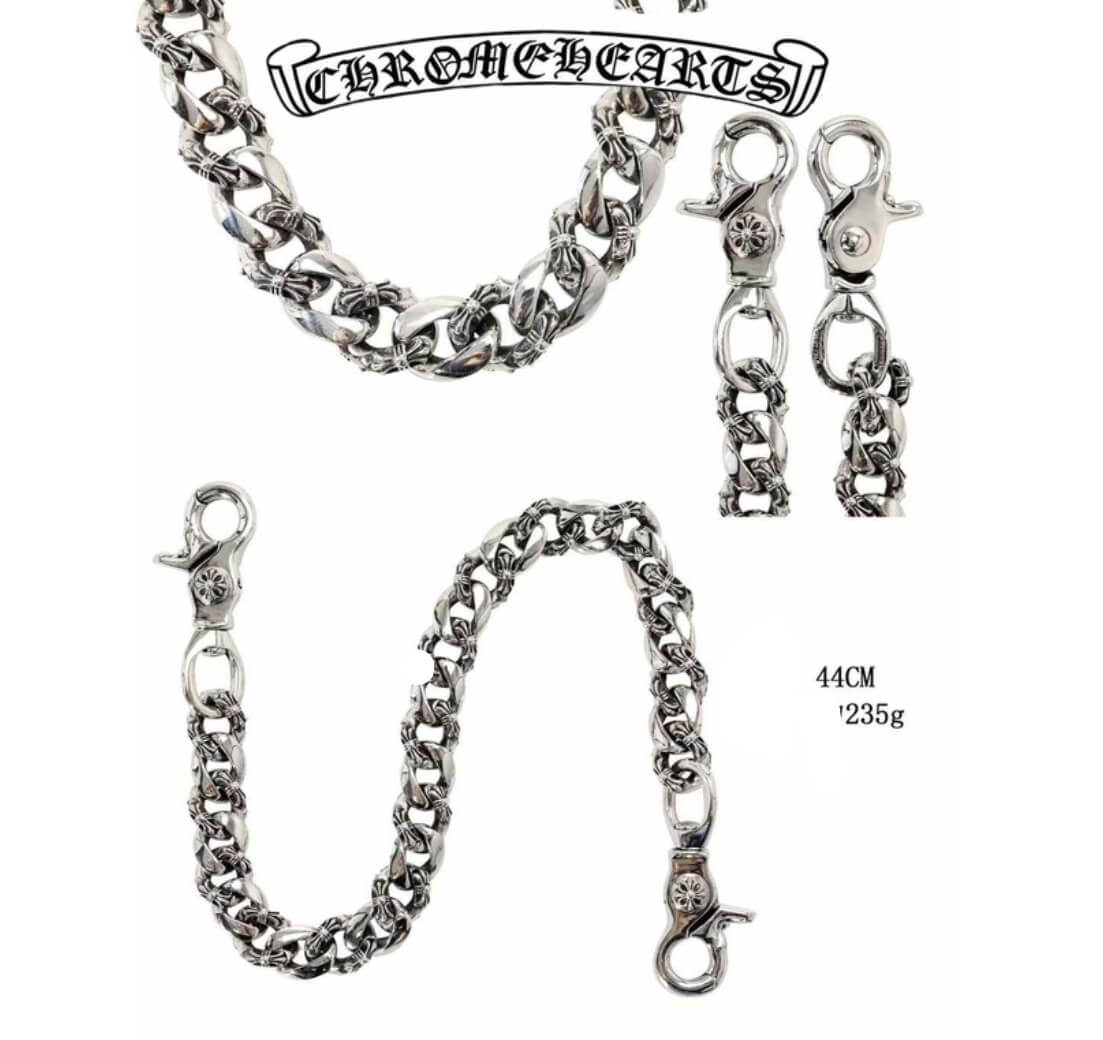 Chrome Hearts Silver Double Clip Cuban Link(44cm),(235g)