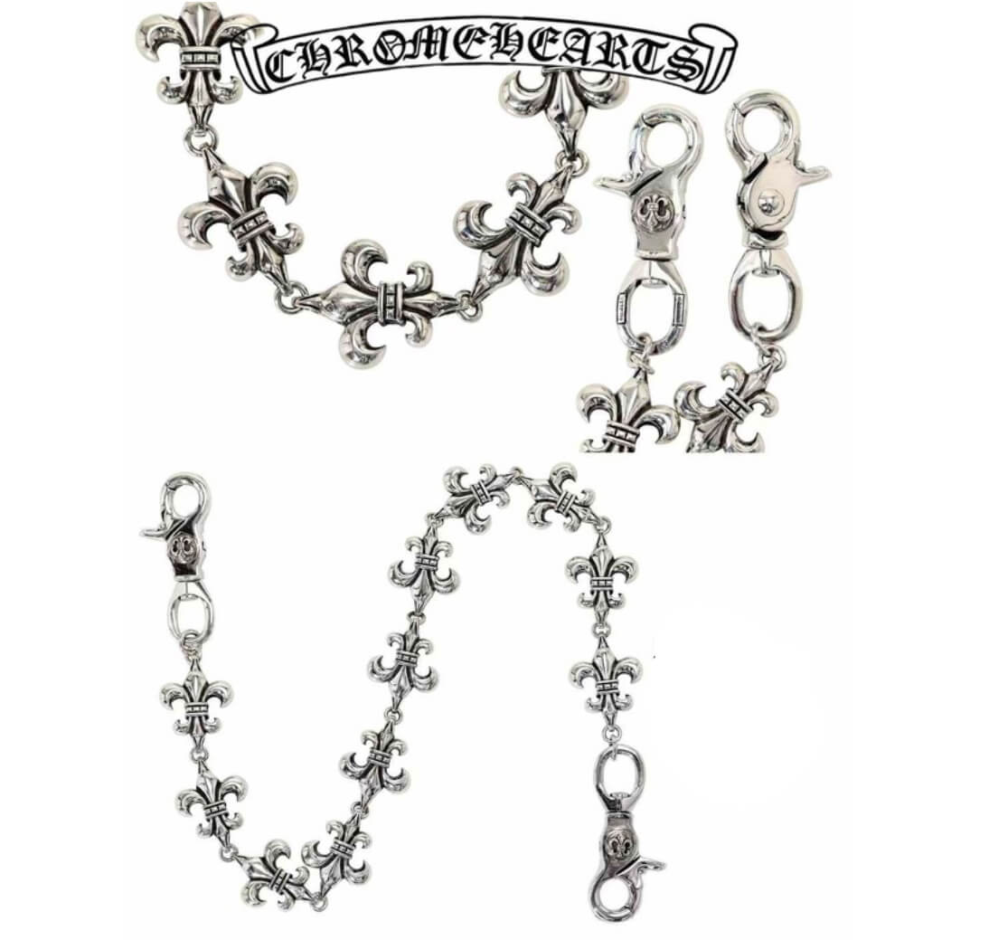 Chrome Hearts Silver Double Clasp Large Bead Necklace(55cm),(286g)