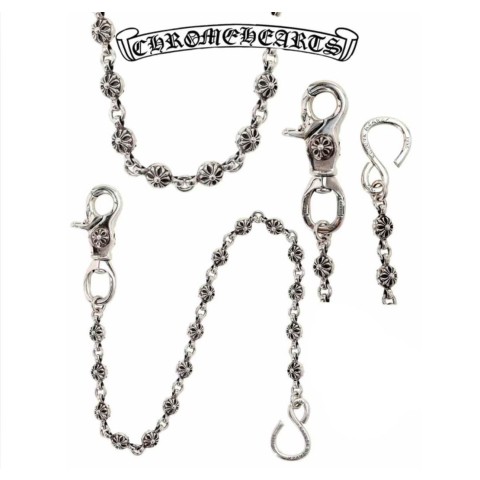 Chrome Hearts Silver Young Military Flower Beaded Double Hook Necklace (43cm),(102g)