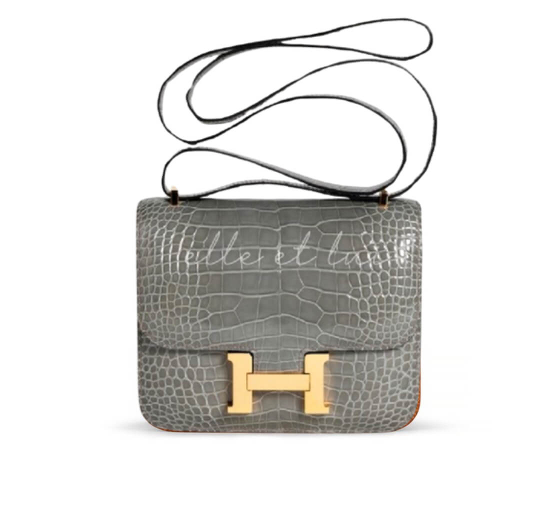 Hermès Constance 24 Gris Mouette Shiny Alligator&Gold Hardware