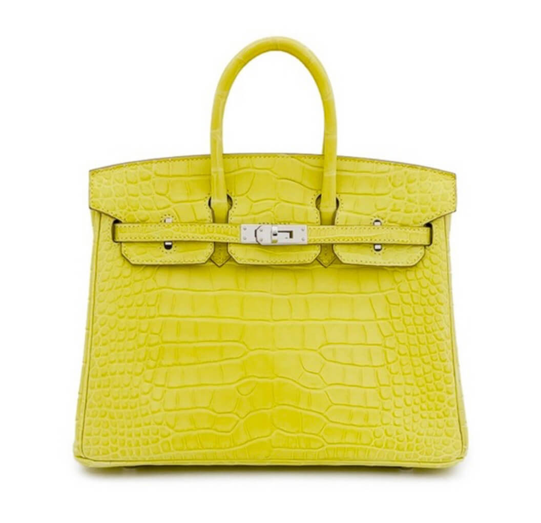 Hermès Birkin25 Lime Yellow Matte Alligator&Palladium Hardware