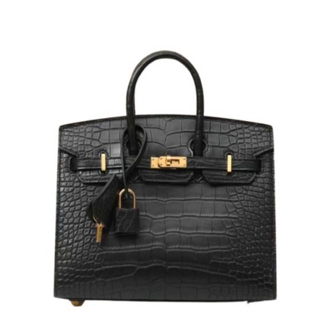 Hermès Birkin20 Sellier Noir Matte Alligator&Gold Hardware