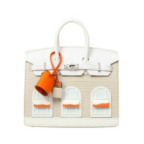 Hermès Birkin20 Sellier Faubourg House White Snow&Palladium Hardware