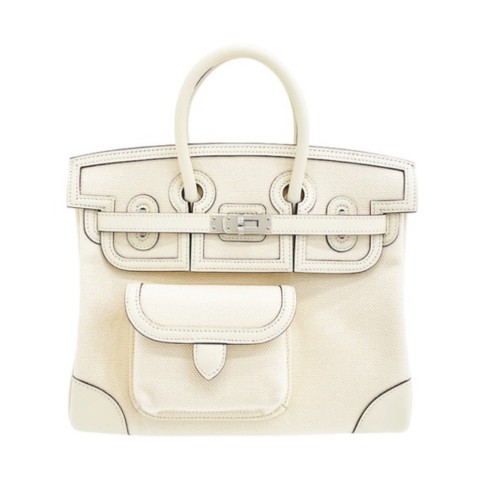 Hermès Birkin Cargo 25 Nata/Sesame Canvas/Swift leather&Palladium hardware