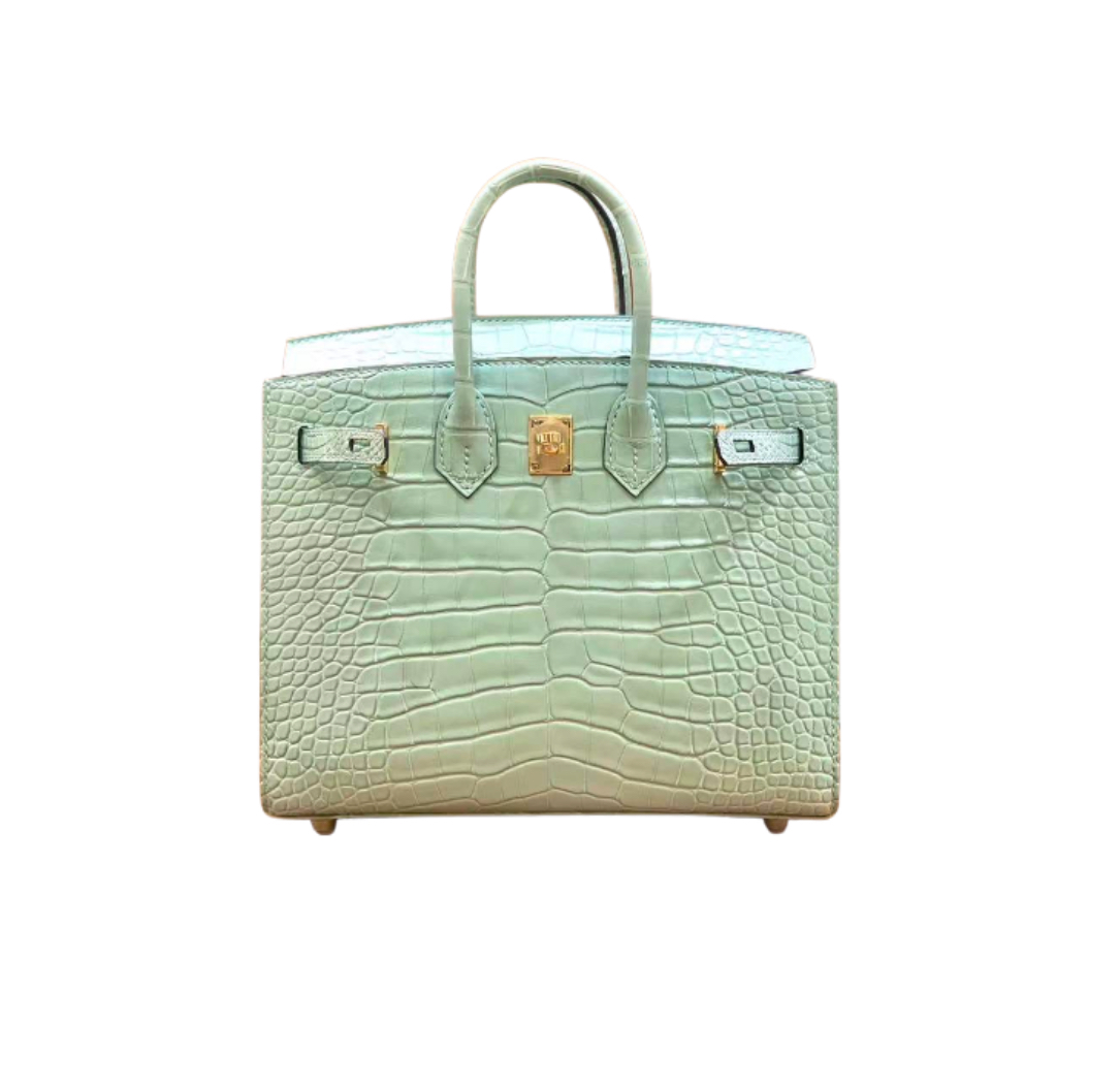 Hermès Birkin20 Sellier Vert Fizz Matte Alligator&Gold Hardware