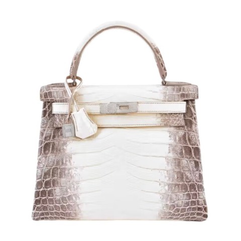 Hermes Kelly28 Diamond Himalaya Blanc Matte Niloticus Crocodile&18k White Gold Hardware