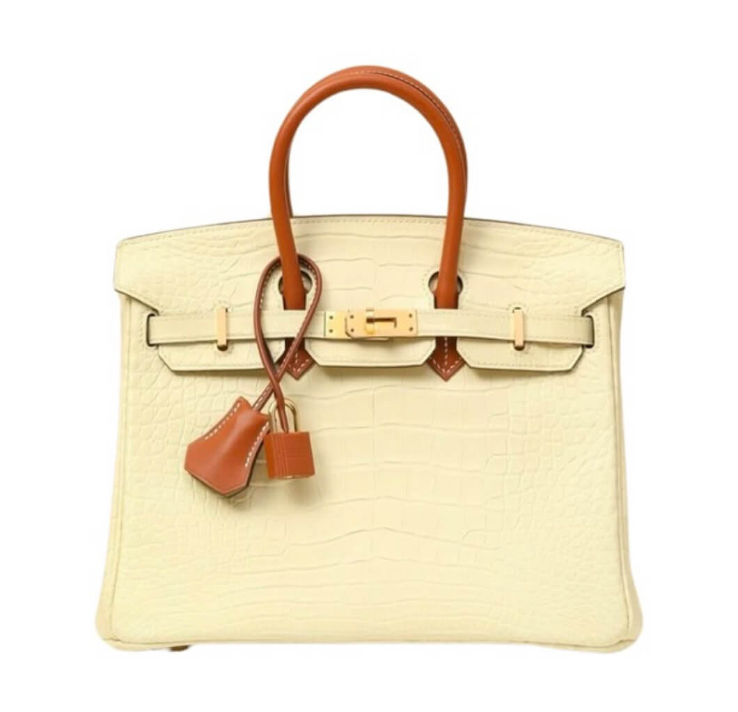 Hermès Birkin25 Vanilla Matte Alligator&Gold Hardware