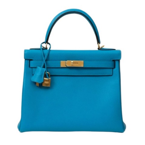 Hermès Kelly28 Bleu Zanzibar Togo& Gold Hardware