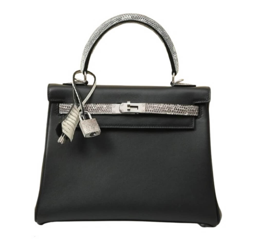 Hermès Kelly25 Touch Noir Swift /Lizard&Palladium Hardware