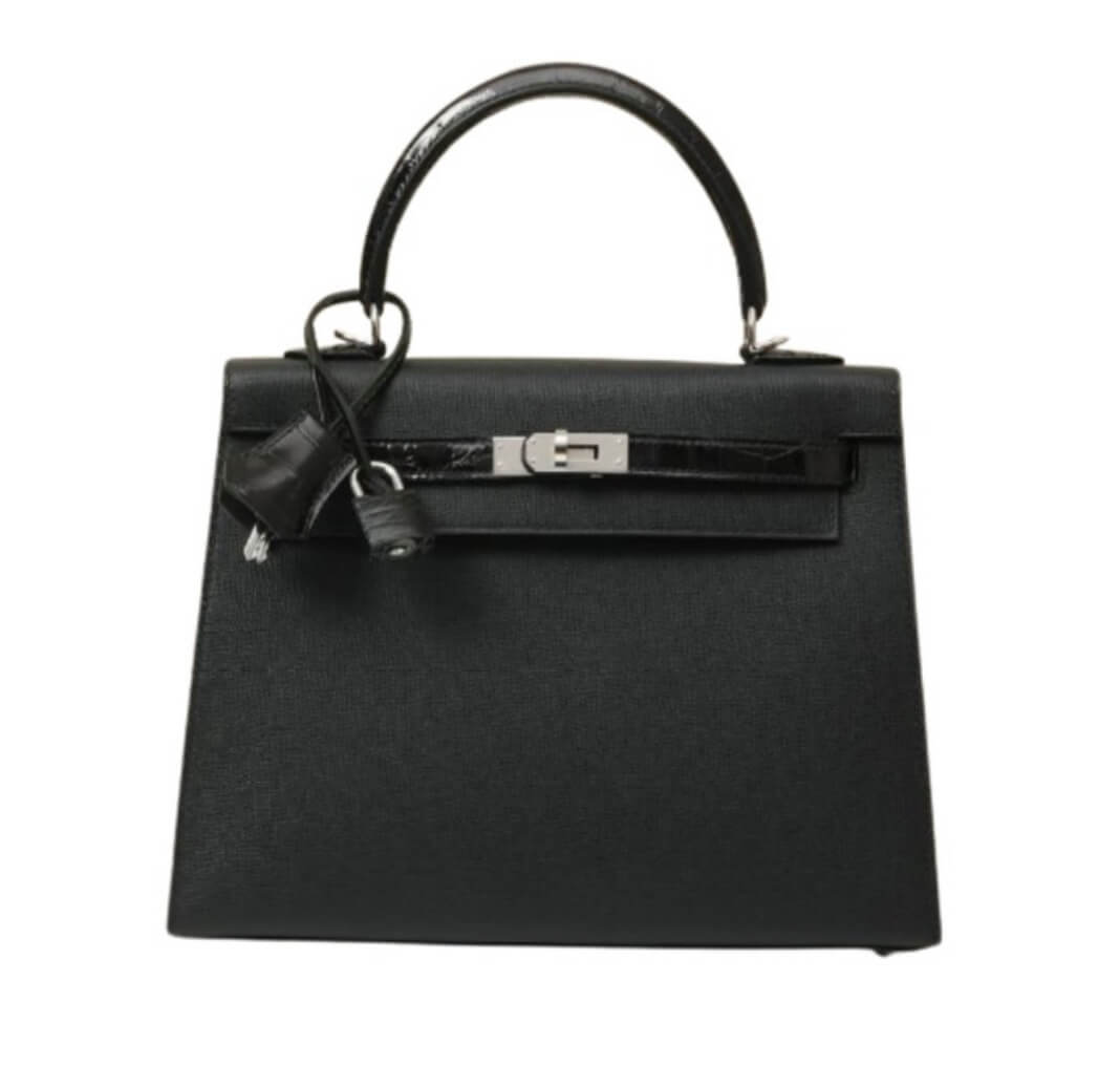 Hermès Kelly25 Touch Noir Swift\ Noir Alligator&Palladium Hardware