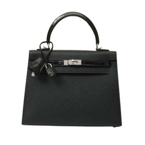 Hermès Kelly25 Touch Noir Swift Noir Alligator&Palladium Hardware