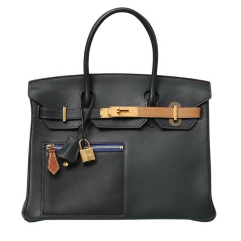 Hermès Birkin30 Caban Black Chai Gold Etoupe  Colormatic Swift& Gold Hardware