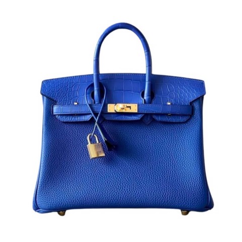 Hermès Birkin25 Bleu Royal Matte Alligator and Togo Touch&gold Hardware