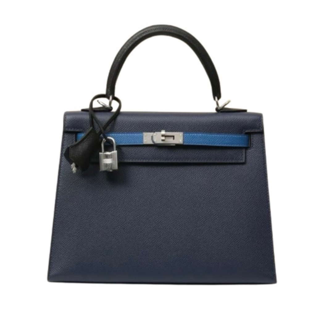 Hermès Kelly25 Sellier Blue Saphir/Black/Blue france Epsom&Palladium hardware