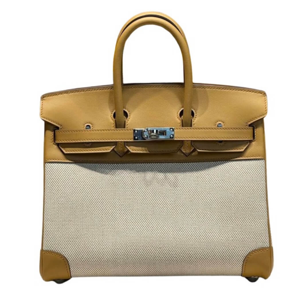 Hermès Birkin30 Toile H and Swift Canvas in Biscuit&Palladium Hardware