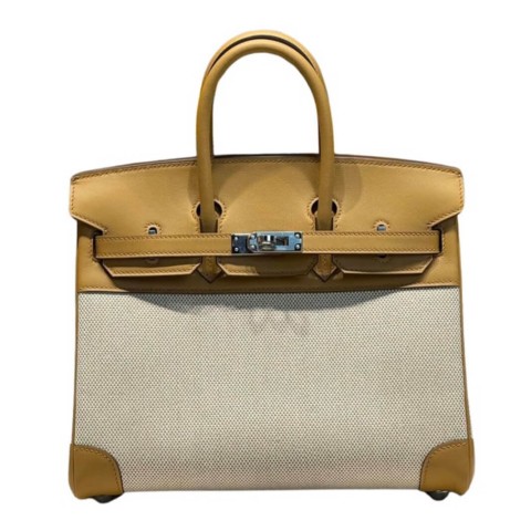 Hermès Birkin30 Toile H and Swift Canvas in Biscuit&Palladium Hardware
