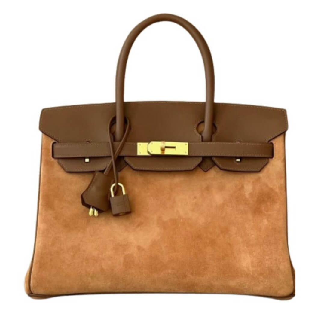 Hermès Birkin30 Chestnut/Biscuit/Swift Suede&Gold Hardware