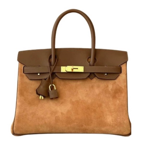 Hermès Birkin30 Chestnut/Biscuit/Swift Suede&Gold Hardware