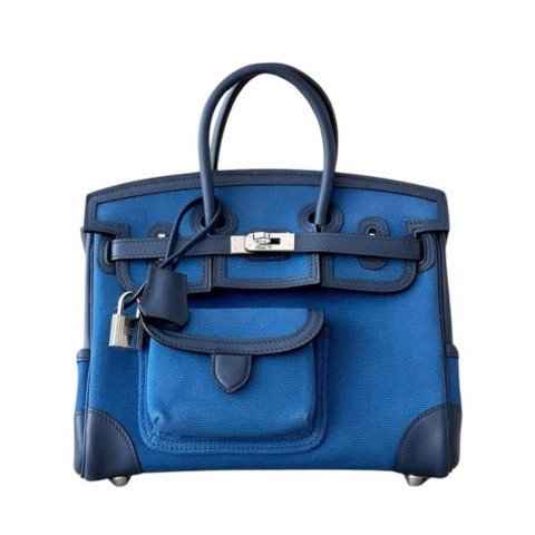 Hermès Cargo Birkin25 Blue Egee Toile Goeland / Navy Swift&Palladium Hardware
