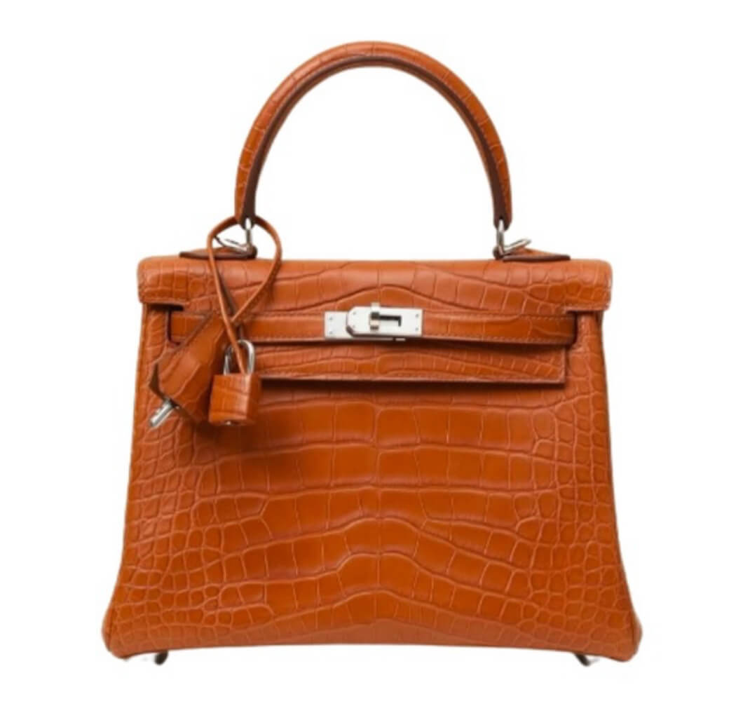 Hermès Kelly25 Silver Camel Matte Crocodile& Palladium Hardware