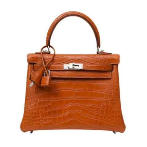 Hermès Kelly25 Silver Camel Matte Crocodile& Palladium Hardware