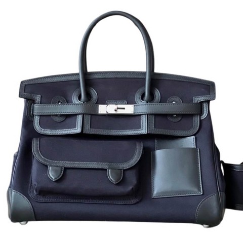 Hermès Birkin Cargo35 Toile Blue Marine&Palladium Hardware