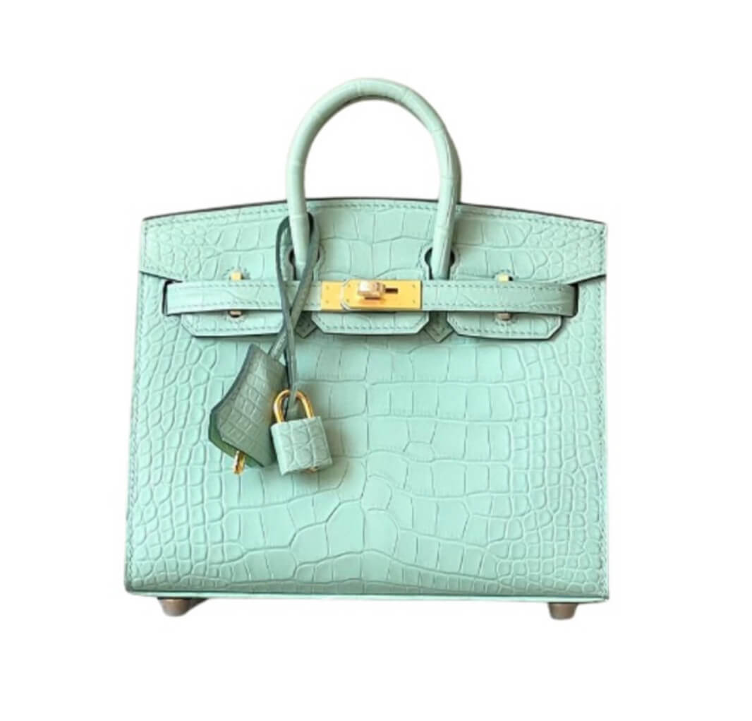 Hermès Birkin20 Sellier Vert d’Eau Matte Alligator&Gold Hardware