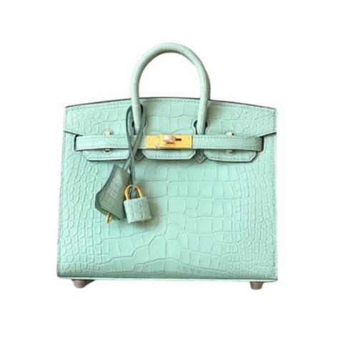 Hermès Birkin20 Sellier Vert d’Eau Matte Alligator&Gold Hardware