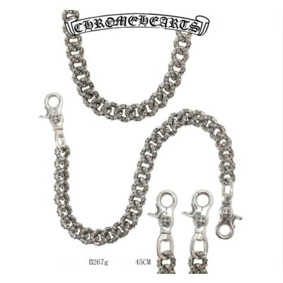 Chrome Hearts Silver Double Hook Hemp Flower Necklace(45cm)(267g)