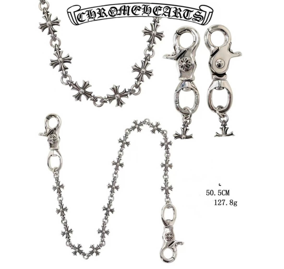 Chrome Hearts Silver Double Clasp Large Bead Necklace (50cm)(127g)