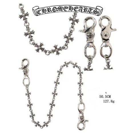 Chrome Hearts Silver Double Clasp Large Bead Necklace (50cm)(127g)