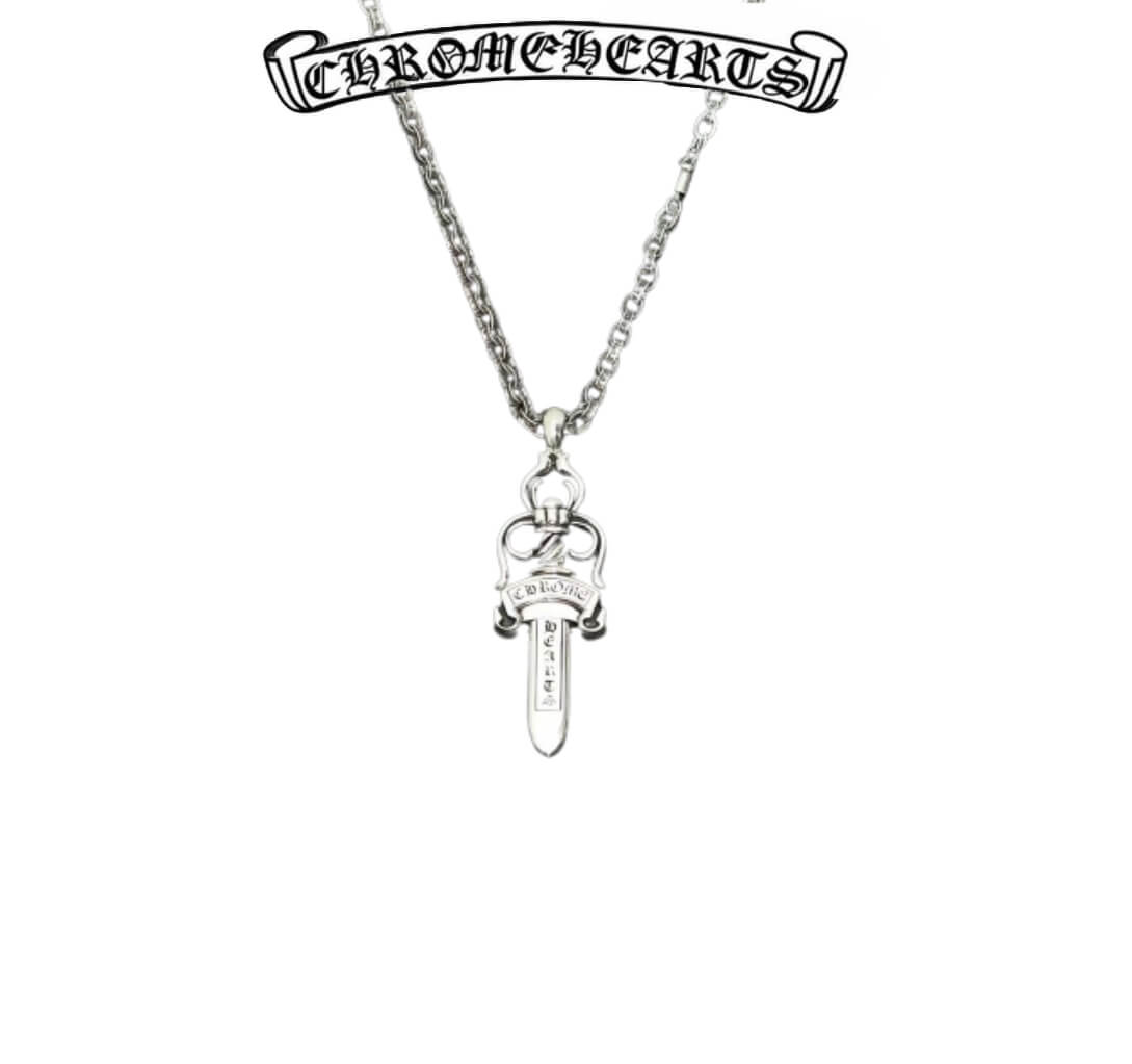 Chrome Hearts Silver Medium Jeweled Dagger Pendant(19.4g)