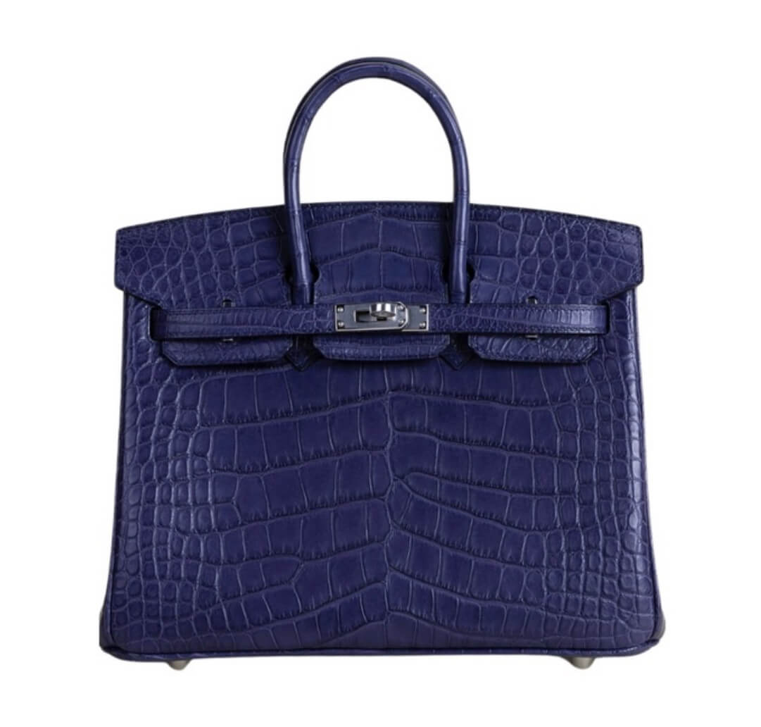 Hermès Birkin25 Bleu Aztec Mate Aligátor&Palladium Hardware