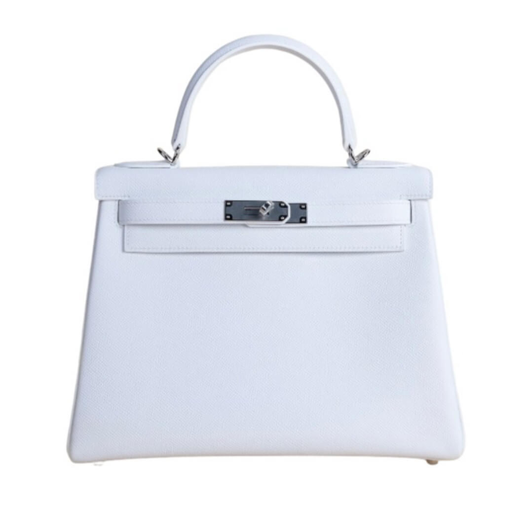 Hermès Kelly28 Blanc Epsom& Palladium Hardware