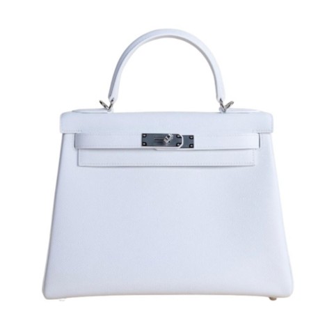 Hermès Kelly28 Blanc Epsom& Palladium Hardware