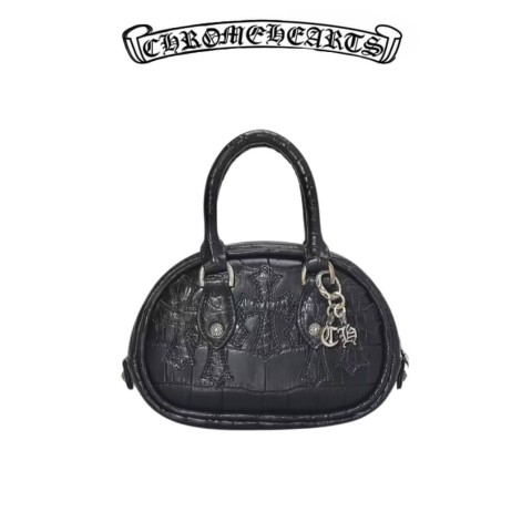 Chrome Hearts Alligator Cross Patch Black Mini Bowling Bag