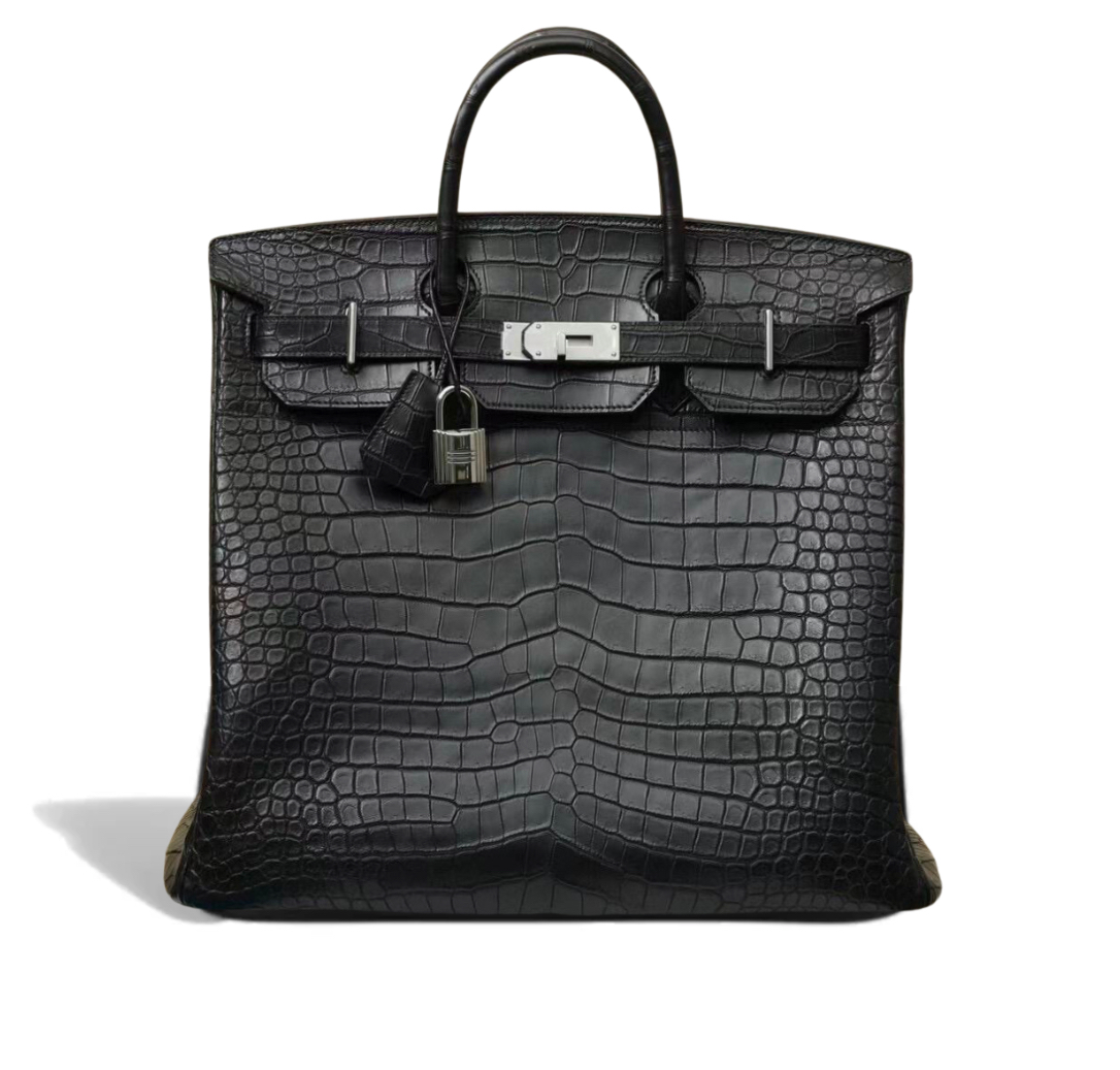 Hermès HAC Birkin Noir Matte Alligator&Gold Hardware