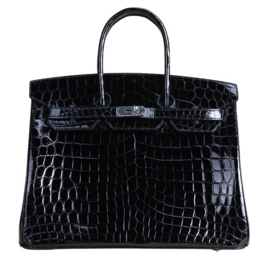 Hermès Birkin 35 Noir Shiny Niloticus&Palladium Hardware