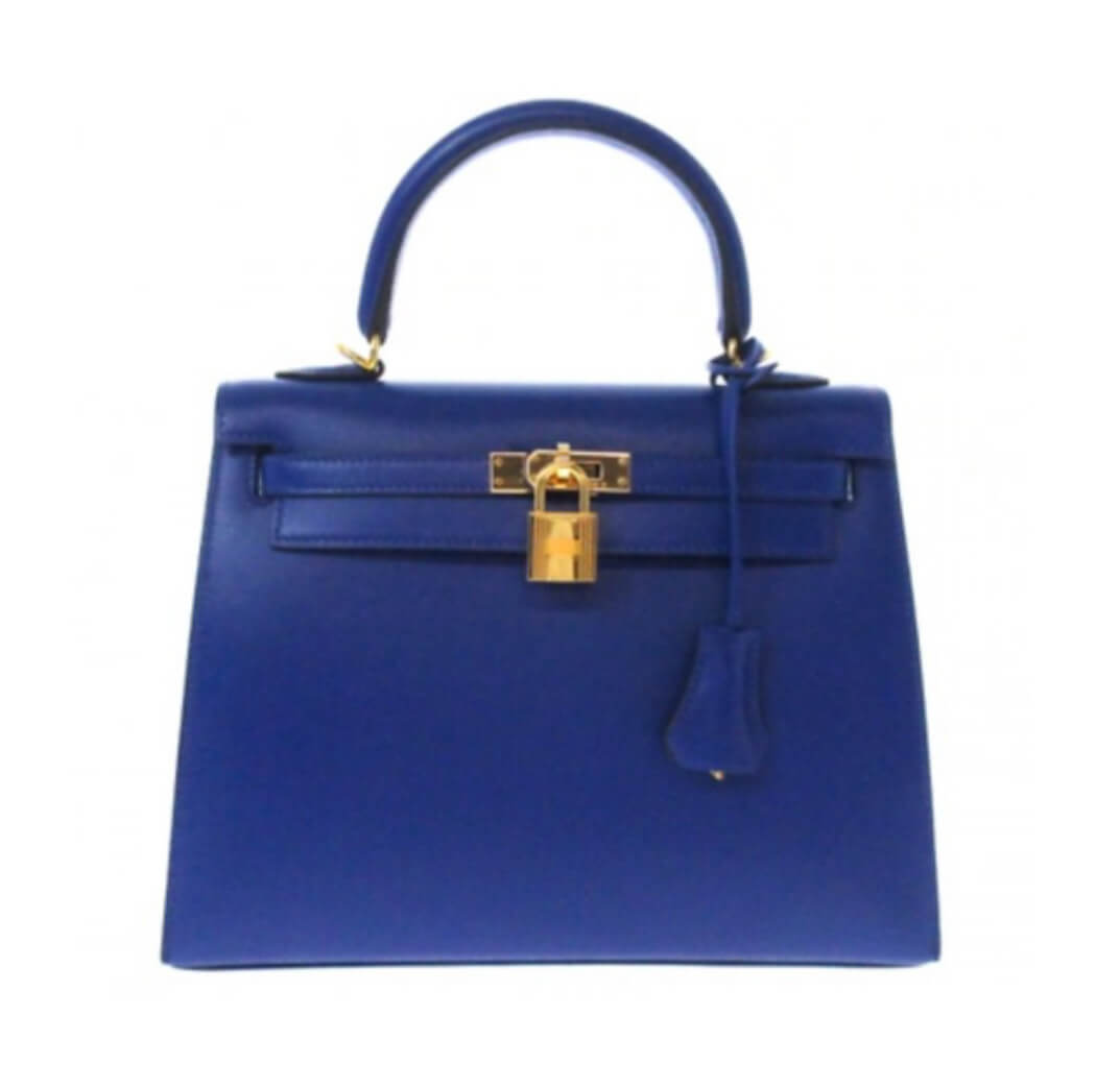 Hermès Kelly25 Bleu Electrique Box&Gold Hardware