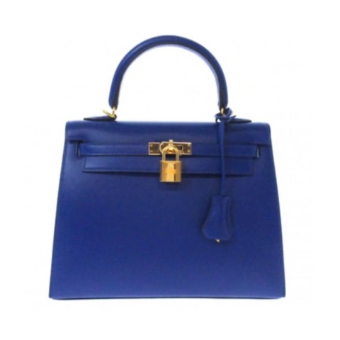 Hermès Kelly25 Bleu Electrique Box&Gold Hardware