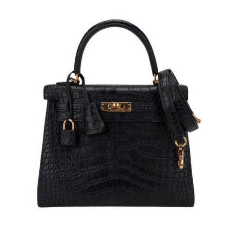 Hermès Kelly25 Noir Shiny Alligator&Gold Hardware