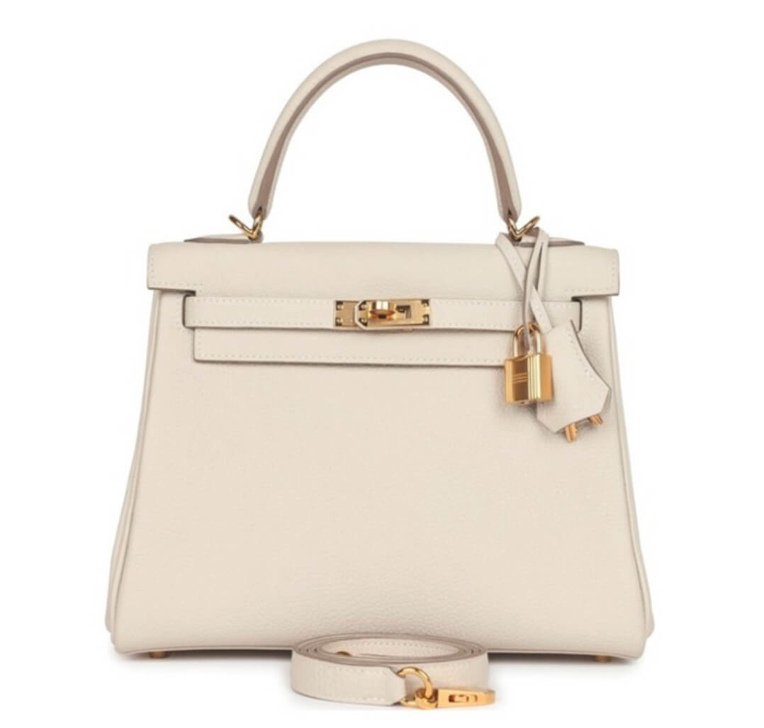 Hermès Kelly25 Milkshake White Togo&Palladium Hardware