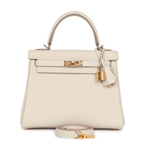 Hermès Kelly25 Milkshake White Togo&Palladium Hardware